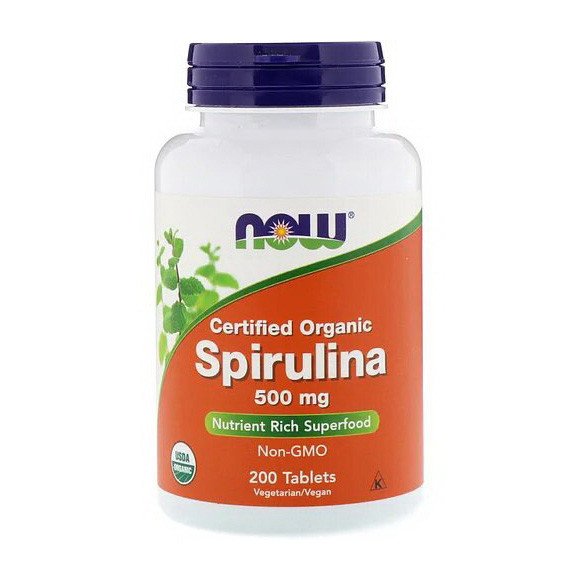 Спирулина Now Foods Spirulina 500 mg certified organic (200 таб) нау фудс,  мл, Now. Спирулина. Поддержание здоровья 