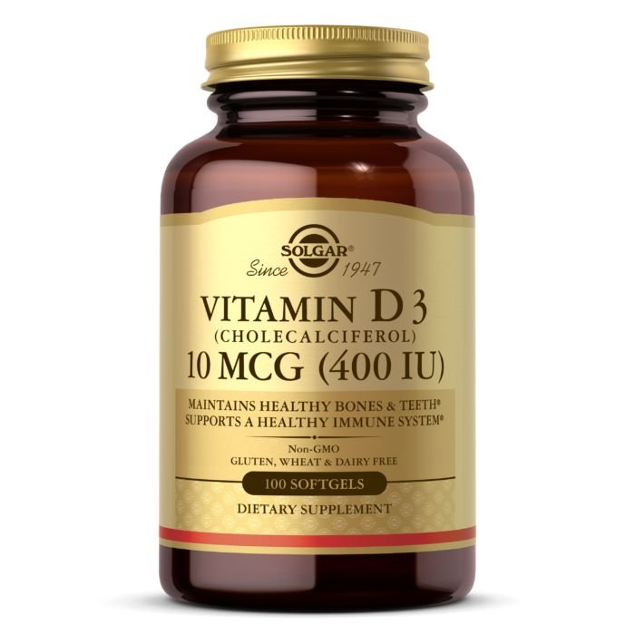 Витамины и минералы Solgar Vitamin D3 10 mcg, 100 капсул,  мл, Solaray. Витамины и минералы. Поддержание здоровья Укрепление иммунитета 