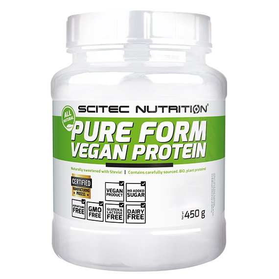 Протеин Scitec Pure Form Vegan Protein, 450 грамм - Green Series Орех карамель,  ml, Scitec Nutrition. Protein. Mass Gain recovery Anti-catabolic properties 