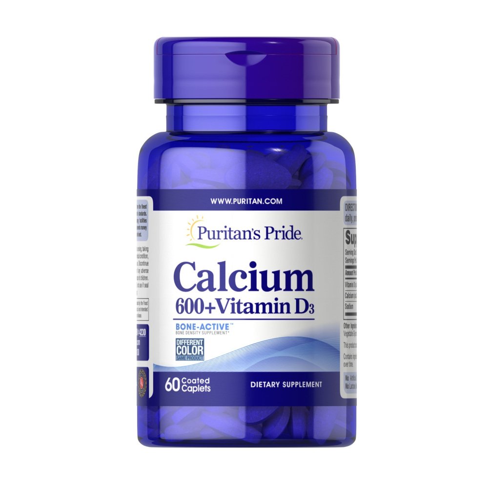 Puritan's Pride Витамины и минералы Puritan's Pride Calcium Carbonate 600 mg + Vitamin D, 60 каплет, , 