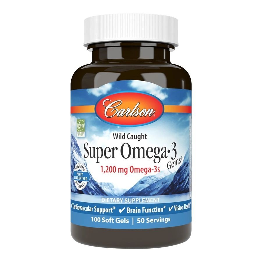 Жирные кислоты Carlson Labs Wild Caught Super Omega-3 Gems 1200 mg, 100 капсул,  ml, Carlson Labs. Fats. General Health 