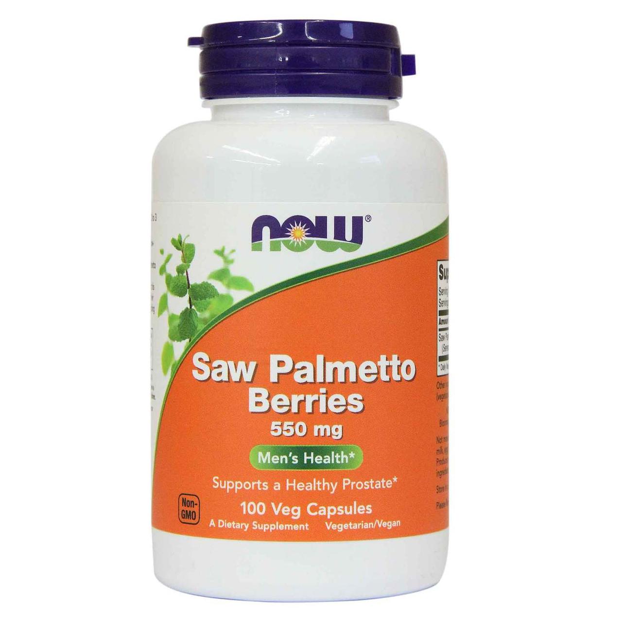 NOW Saw Palmetto Berries 550 мг - 100 веган кап,  мл, Now. Спец препараты. 