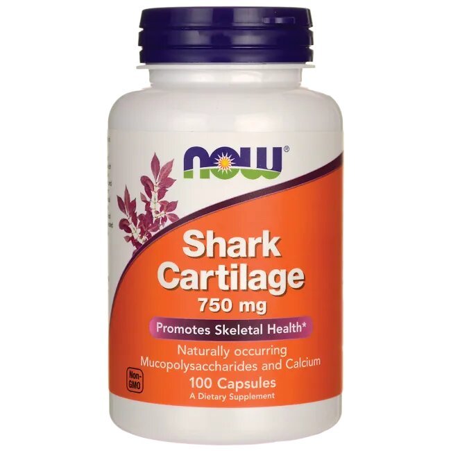 Для суставов и связок NOW Shark Cartilage 750 mg, 100 капсул,  ml, Now. For joints and ligaments. General Health Ligament and Joint strengthening 