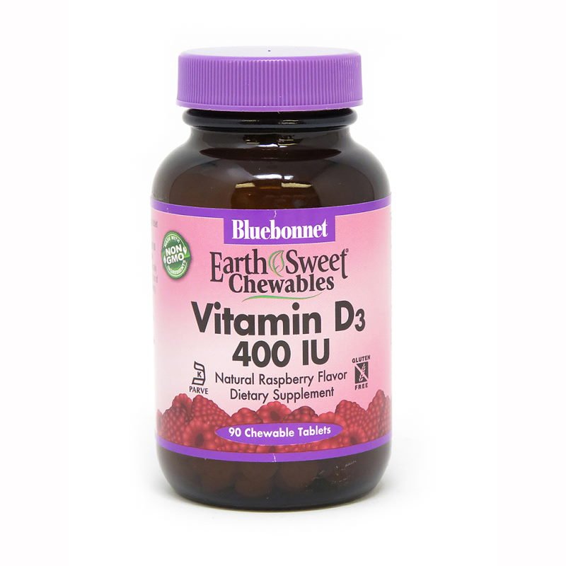 Витамины и минералы Bluebonnet Earth Sweet Chewables Vitamin D3 400 IU, 90 жевательных таблеток,  мл, Bluebonnet Nutrition. Витамин D. 