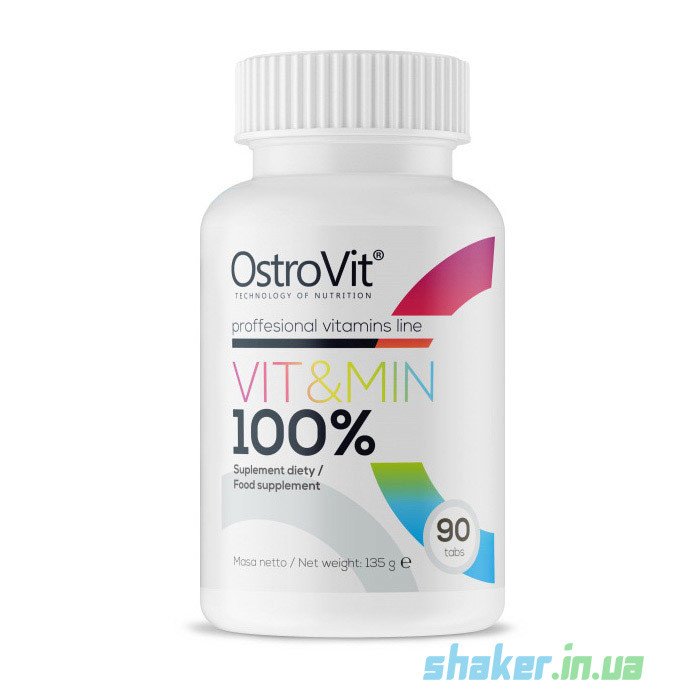 Комплекс витаминов OstroVit Vit&Min 100% (90 таб) островит,  мл, OstroVit. Витаминно-минеральный комплекс. Поддержание здоровья Укрепление иммунитета 