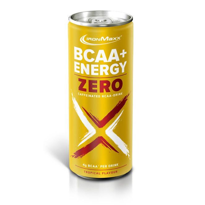BCAA IronMaxx BCAA+Energy Zero Drink, 330 мл Тропический,  мл, IronMaster. BCAA. Снижение веса Восстановление Антикатаболические свойства Сухая мышечная масса 
