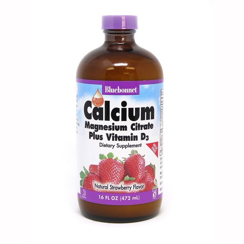 Витамины и минералы Bluebonnet Calcium Magnesium Citrate plus Vitamin D3, 472 мл Клубника,  мл, Bluebonnet Nutrition. Витамины и минералы. Поддержание здоровья Укрепление иммунитета 