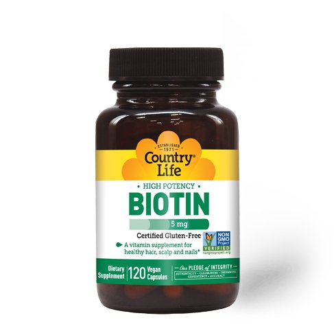 Витамины и минералы Country Life High Potency Biotin 5 mg, 120 капсул,  ml, Country Life. Vitamins and minerals. General Health Immunity enhancement 
