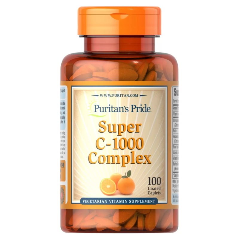 Витамины и минералы Puritan's Pride Vitamin C-1000 mg Complex, 100 каплет,  ml, Puritan's Pride. Vitamins and minerals. General Health Immunity enhancement 