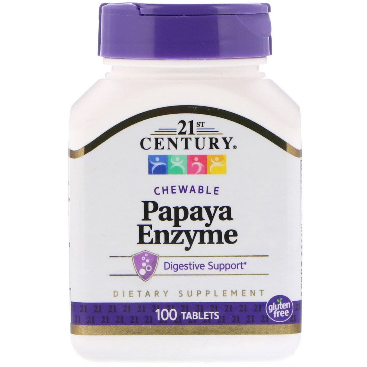 Біологічно активна добавка 21st Century Papaya Enzyme 100 Chewable Tabs,  ml, 21st Century. Suplementos especiales. 