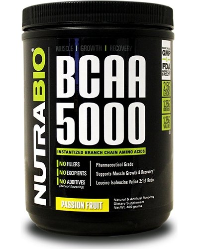 BCAA 5000, 400 г, NutraBio. BCAA. Снижение веса Восстановление Антикатаболические свойства Сухая мышечная масса 