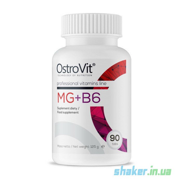 Магний Б6  OstroVit Mg + B6 (90 таб) нау фудс,  мл, OstroVit. Магний Mg. Поддержание здоровья Снижение холестерина Предотвращение утомляемости 