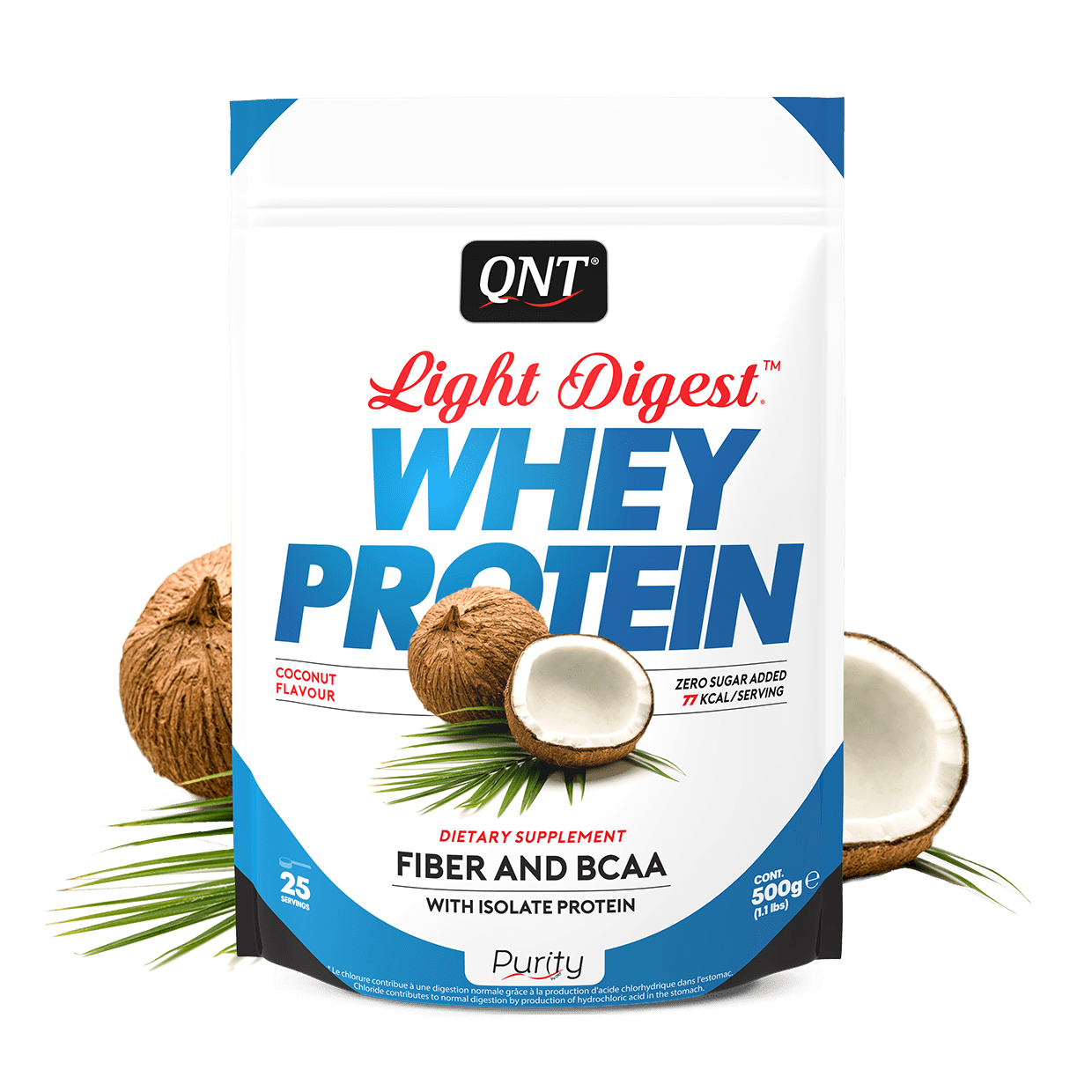 Сывороточный протеин концентрат QNT Light Digest Whey protein 500 грамм Кокос,  мл, QNT. L-карнитин. Снижение веса Поддержание здоровья Детоксикация Стрессоустойчивость Снижение холестерина Антиоксидантные свойства 