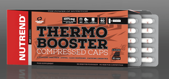 Thermobooster Compressed Caps, 60 шт, Nutrend. Энергетик. Энергия и выносливость 