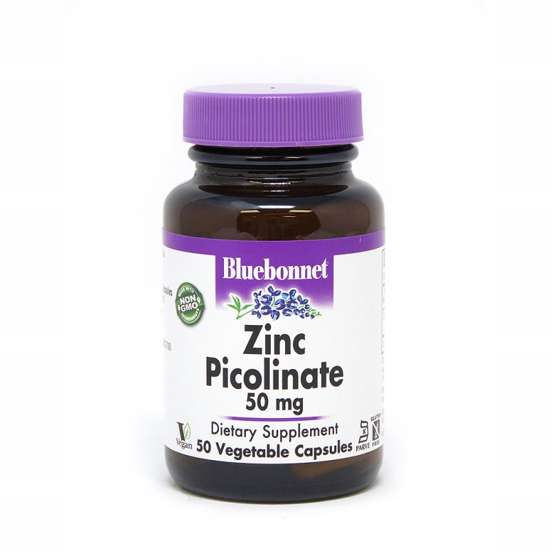 Витамины и минералы Bluebonnet Zinc Picolinate 50 mg, 50 вегакапсул,  ml, Bluebonnet Nutrition. Vitamins and minerals. General Health Immunity enhancement 
