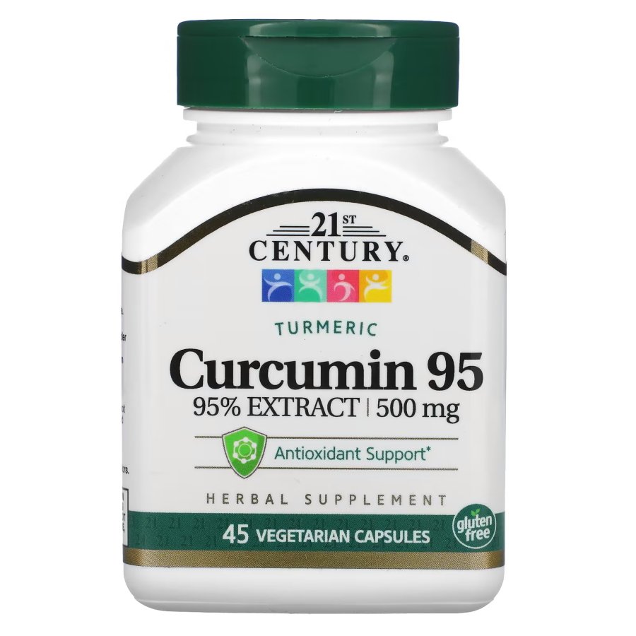 21st Century Натуральная добавка 21st Century Curcumin 95 500 mg, 45 вегакапсул, , 