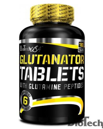 Glutanator Tablets, 180 pcs, BioTech. Glutamine. Mass Gain recovery Anti-catabolic properties 