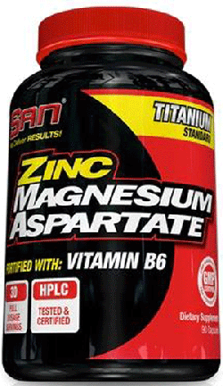 Zinc Magnesium Aspartate, 90 шт, San. ZMA (Цинк, Магний и B6),ZMA. Поддержание здоровья Повышение тестостерона 