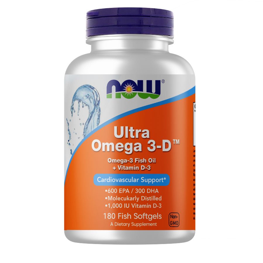 Жирные кислоты NOW Ultra Omega-3-D, 180 капсул,  ml, Now. Omega 3 (Fish Oil). General Health Ligament and Joint strengthening Skin health CVD Prevention Anti-inflammatory properties 