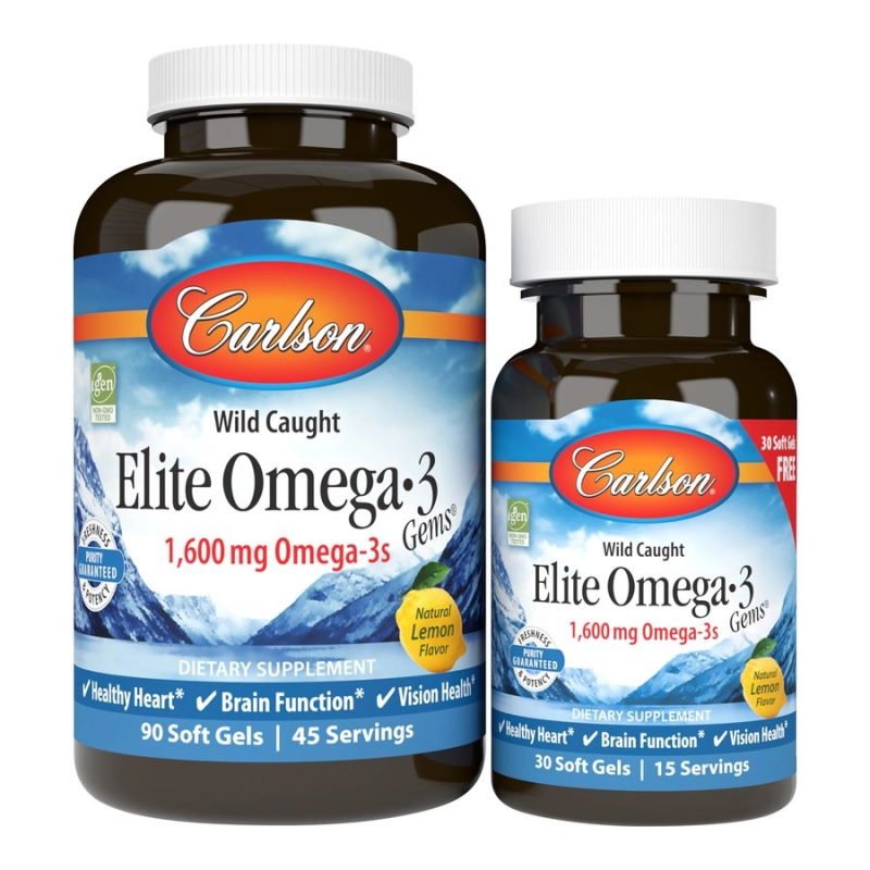 Жирные кислоты Carlson Labs Elite Omega-3 Gems, 90+30 капсул,  ml, Carlson Labs. Fats. General Health 