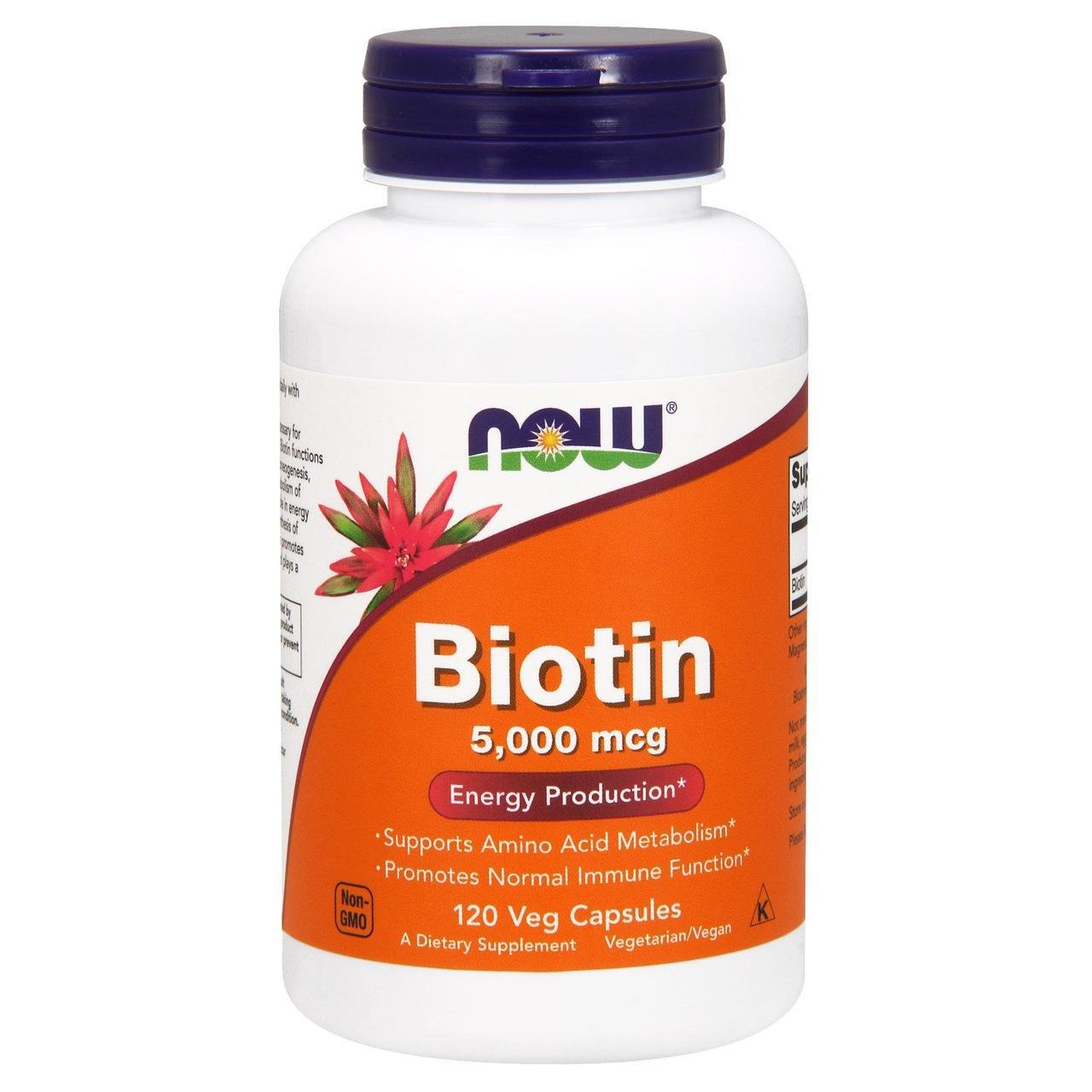 Now NOW Biotin 5000 мкг - 120 веган кап, , 120 