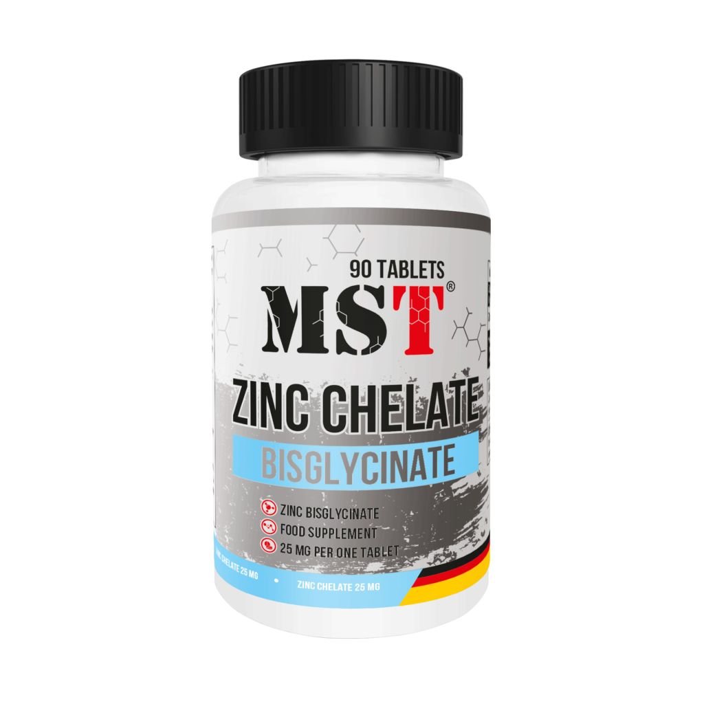 Витамины и минералы MST Zinc Chelate Bisglycinate, 90 таблеток,  мл, MST Nutrition. Витамины и минералы. Поддержание здоровья Укрепление иммунитета 