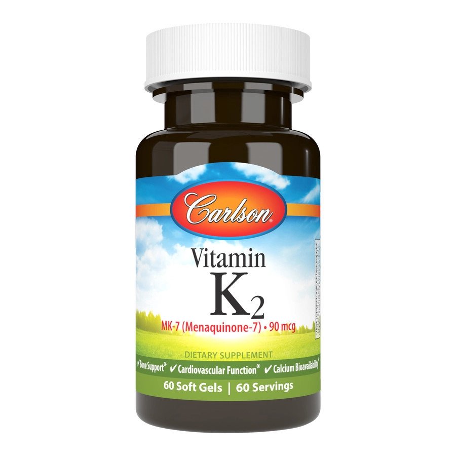 Витамины и минералы Carlson Labs Vitamin K2 MK-7 90 mcg, 60 капсул,  ml, Carlson Labs. Vitamins and minerals. General Health Immunity enhancement 