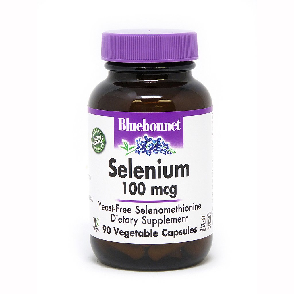 Витамины и минералы Bluebonnet Selenium 100 mcg, 90 вегакапсул,  мл, Bluebonnet Nutrition. Селен. Поддержание здоровья Укрепление иммунитета Здоровье кожи Укрепление волос и ногтей 