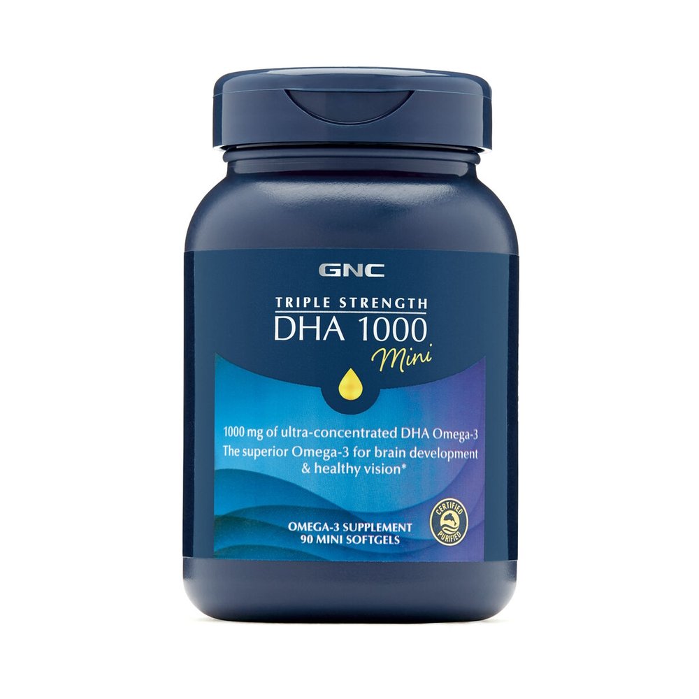 Жирные кислоты GNC Triple Strength DHA 1000 Mini, 90 капсул,  мл, GNC. Жирные кислоты (Omega). Поддержание здоровья 