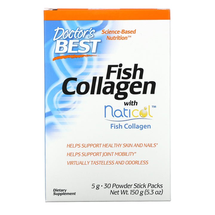 Для суставов и связок Doctor's Best Fish Collagen with Naticol, 30 пакетиков,  ml, Doctor's BEST. For joints and ligaments. General Health Ligament and Joint strengthening 