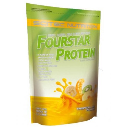 Протеин Scitec Fourstar Protein, 500 грамм Тропические фрукты,  мл, Scitec Nutrition. Протеин. Набор массы Восстановление Антикатаболические свойства 