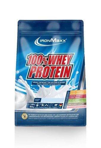IronMaxx 100 % Whey Protein 900 г Белый шоколад с клубникой,  мл, IronMaxx. Сывороточный концентрат. Набор массы Восстановление Антикатаболические свойства 