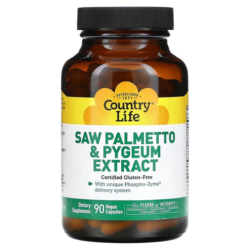 Country Life Натуральная добавка Country Life Saw Palmetto &amp; Pygeum Extract, 90 вегакапсул, , 