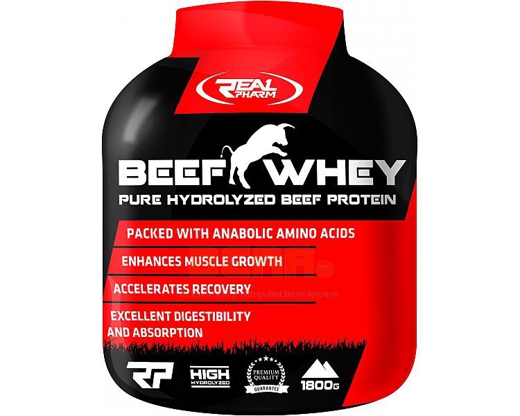 Beef Whey, 1800 g, Real Pharm. Proteinas de carne de vaca. 