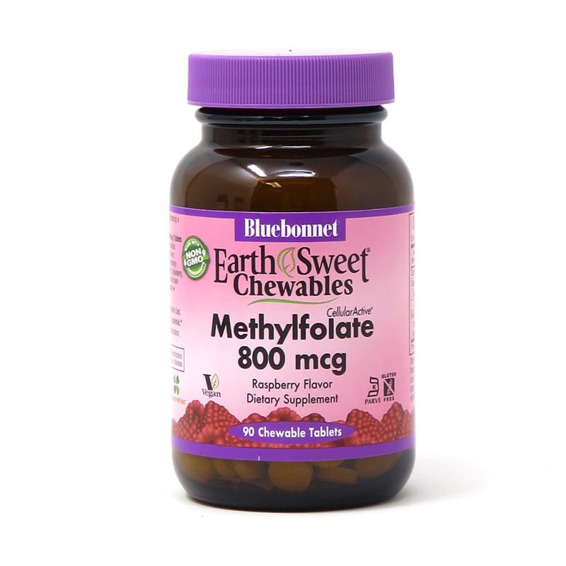 Витамины и минералы Bluebonnet Earth Sweet Chewables Methylfolate 800 mcg, 90 жевательных таблеток,  ml, Bluebonnet Nutrition. Vitamins and minerals. General Health Immunity enhancement 