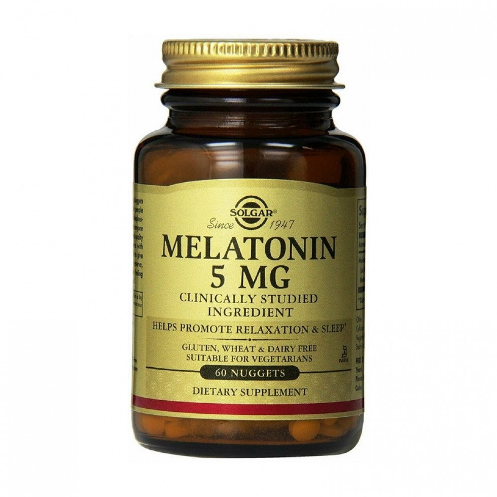Solgar Melatonin 5 mg 60 tabs,  ml, Solgar. Melatoninum. Improving sleep recuperación Immunity enhancement General Health 