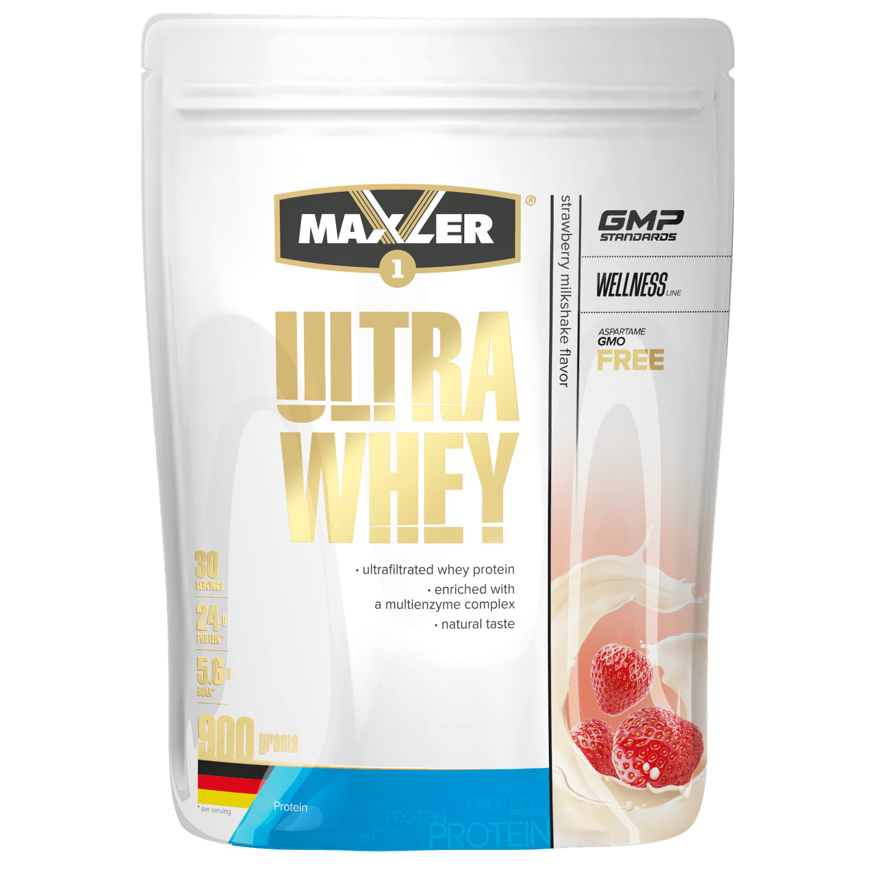 Maxler Ultra Whey 900 г – клубничный милкшейк,  мл, Maxler. Сывороточный протеин. Восстановление Антикатаболические свойства Сухая мышечная масса 