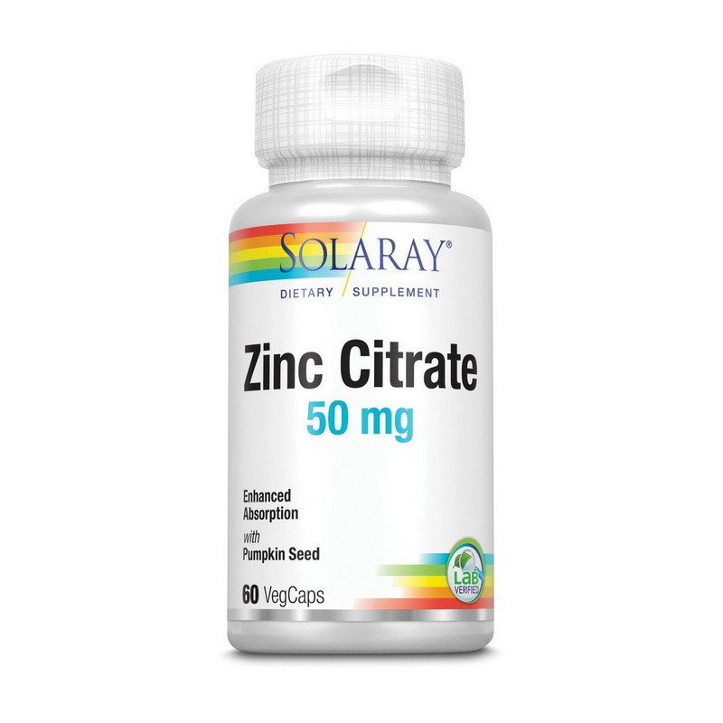 Solaray Цинк Solaray Zinc Citrate 50 mg 60 капсул, , 