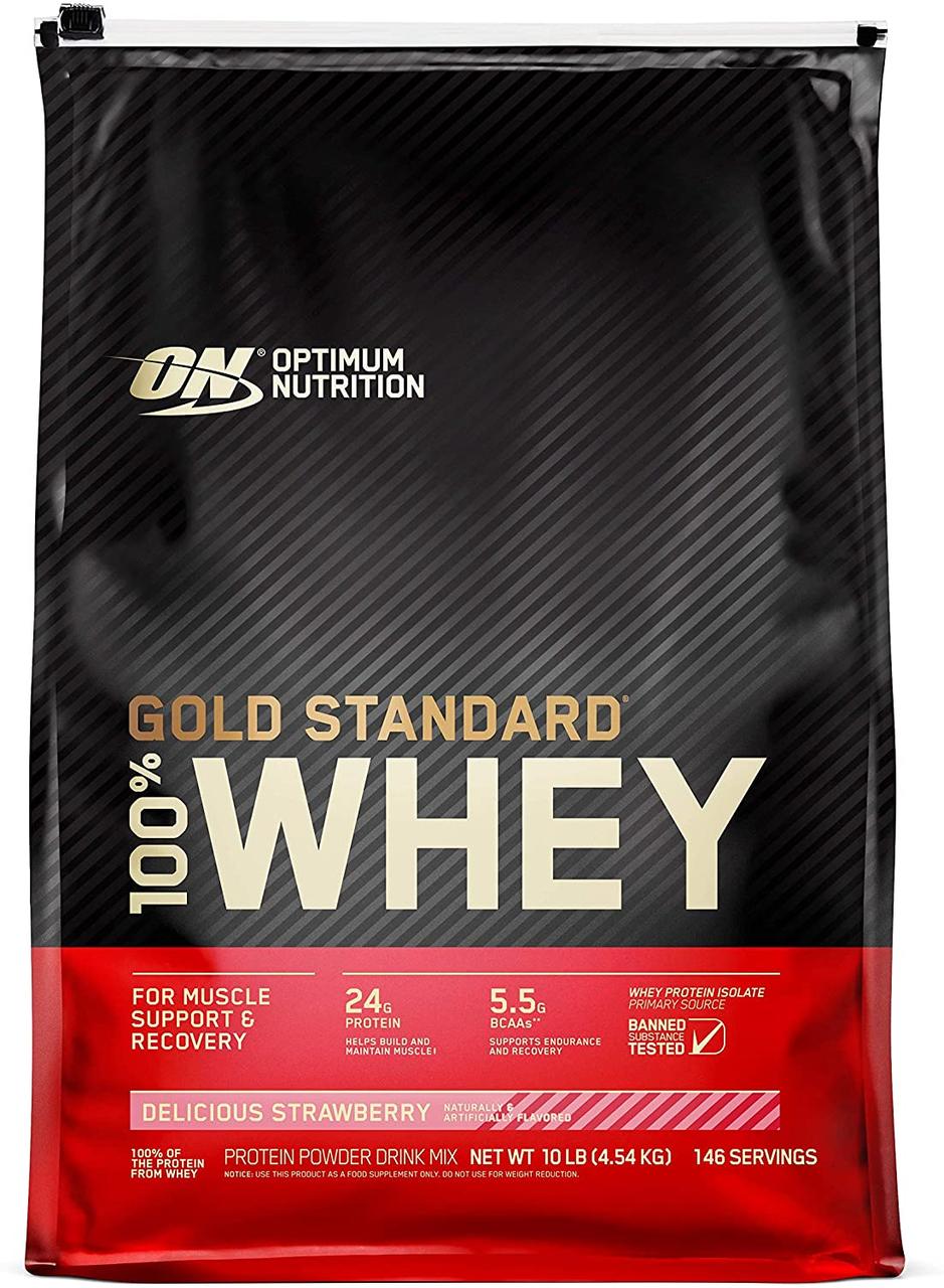Сывороточный протеин изолят Optimum Nutrition 100% Whey Gold Standard 4500 г вкус клубника (OPT1112),  мл, Optimum Nutrition. Сывороточный изолят. Сухая мышечная масса Снижение веса Восстановление Антикатаболические свойства 