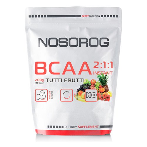 БЦАА Nosorog BCAA 2:1:1 (200 г) носорог тути фрутти,  мл, Nosorog. BCAA. Снижение веса Восстановление Антикатаболические свойства Сухая мышечная масса 