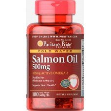 PsP Omega-3 Salmon Oil 500 mg (105 mg Active Omega-3) - 100 софт,  мл, Puritan's Pride. Спец препараты. 
