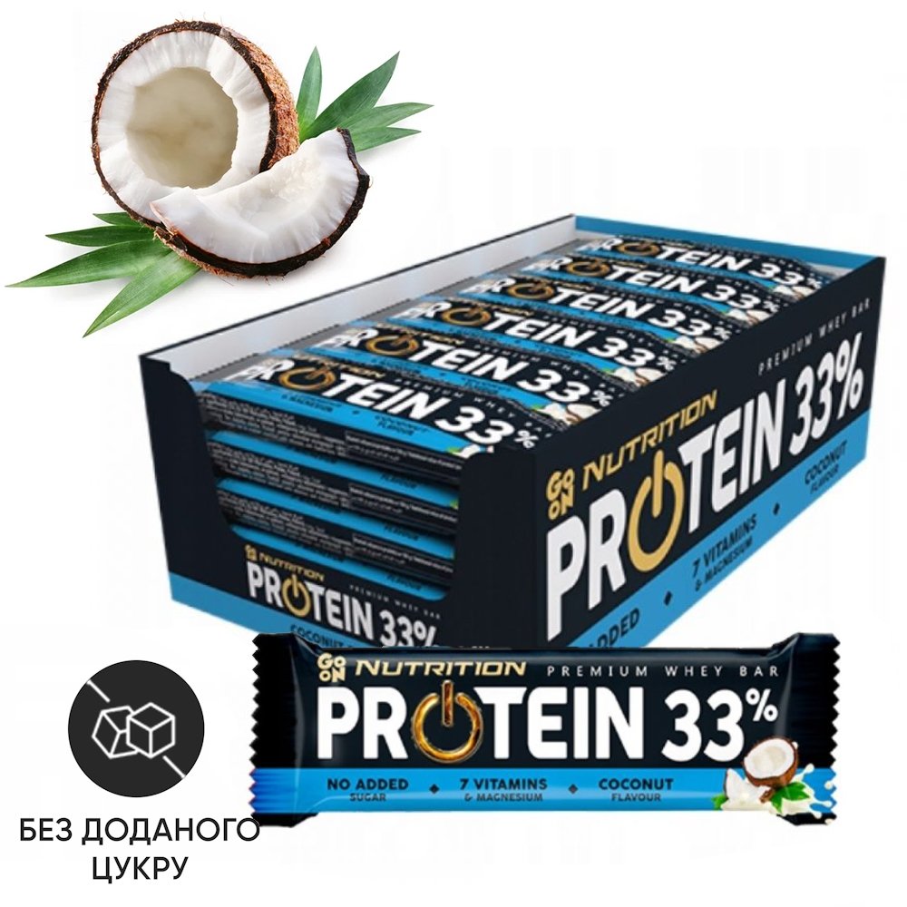 Go On Nutrition Батончик GoOn Protein 33% БЛОК, 25*50 грамм Кокос, , 1250 г