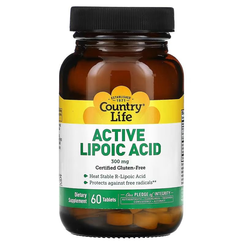 Натуральная добавка Country Life Active Lipoic Acid 300 mg, 60 таблеток,  ml, Country Life. Natural Products. General Health 