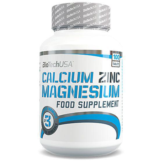 BioTech USA Calcium Zinc Magnesium (Ca-Mg-Zn) 100 tabs,  мл, BioTech. Витамины и минералы. Поддержание здоровья Укрепление иммунитета 