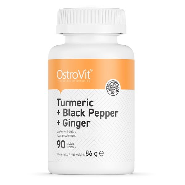 Натуральная добавка OstroVit Turmeric + Black Pepper + Ginger, 90 таблеток,  мл, OstroVit. Hатуральные продукты. Поддержание здоровья 