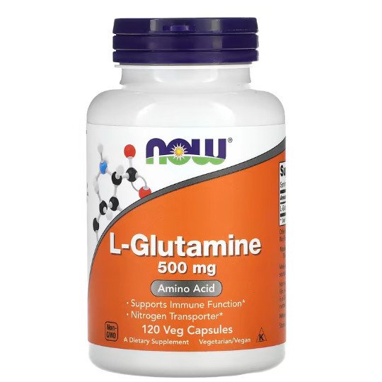 NOW Foods L-Glutamine 500 mg 120 VCaps,  ml, Now. Glutamina. Mass Gain recuperación Anti-catabolic properties 