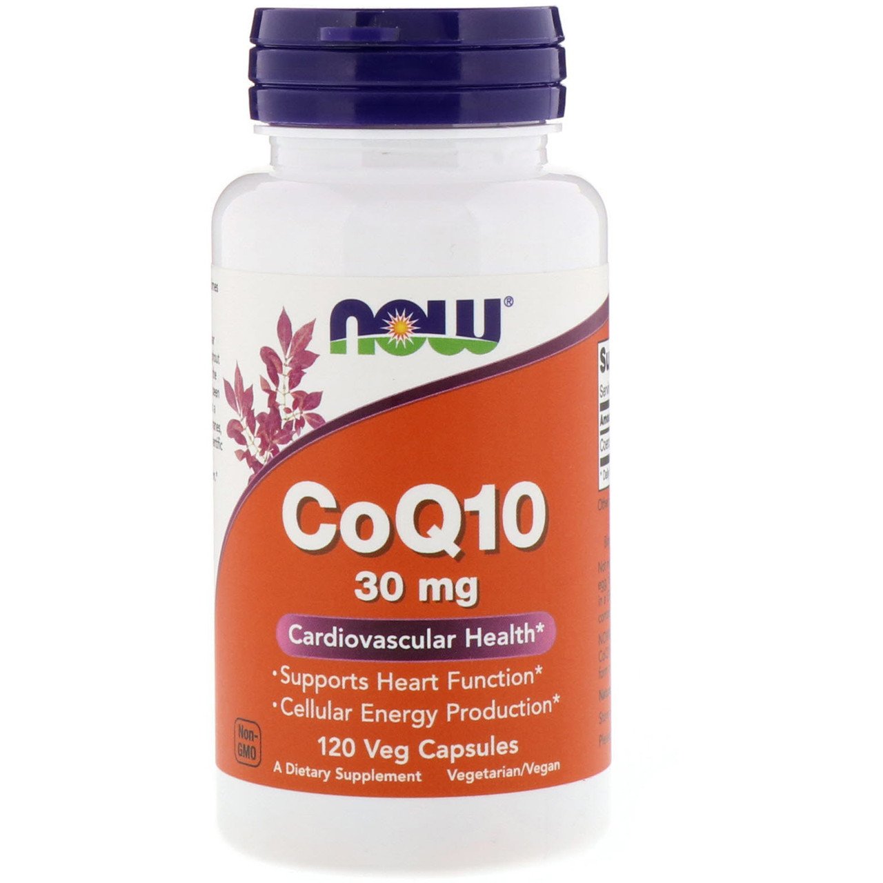 Коэнзим Q10 30 мг, CoQ10, NOW, 120 гелевых капсул,  мл, Now. Коэнзим-Q10. Поддержание здоровья Антиоксидантные свойства Профилактика ССЗ Толерантность к физ. нагрузкам 