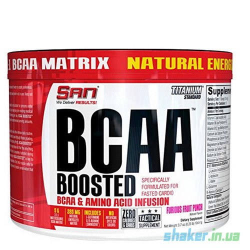 БЦАА SAN BCAA Boosted (104 г) сан  furious fruit punch,  мл, San. BCAA. Снижение веса Восстановление Антикатаболические свойства Сухая мышечная масса 