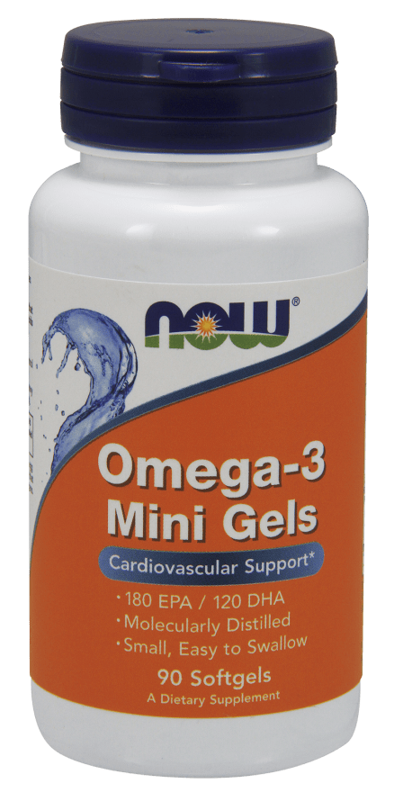 Omega 3 Mini Gels NOW Foods 90 caps,  мл, Now. Омега 3 (Рыбий жир). Поддержание здоровья Укрепление суставов и связок Здоровье кожи Профилактика ССЗ Противовоспалительные свойства 