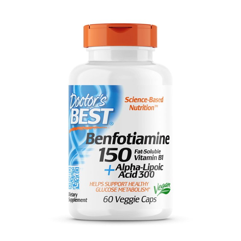 Витамины и минералы Doctor's Best Benfotiamine 150 + Alpha-Lipoic Acid 300, 60 вегакапсул,  мл, Doctor's BEST. Витамины и минералы. Поддержание здоровья Укрепление иммунитета 